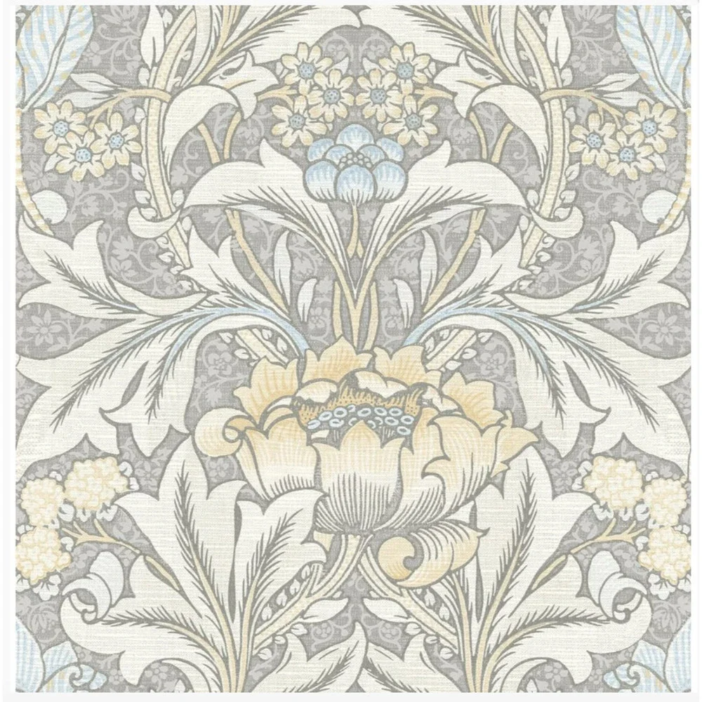NextWall NW41508 Morris Flower Wallpaper in Daydream Grey & Pearl Blue NEW